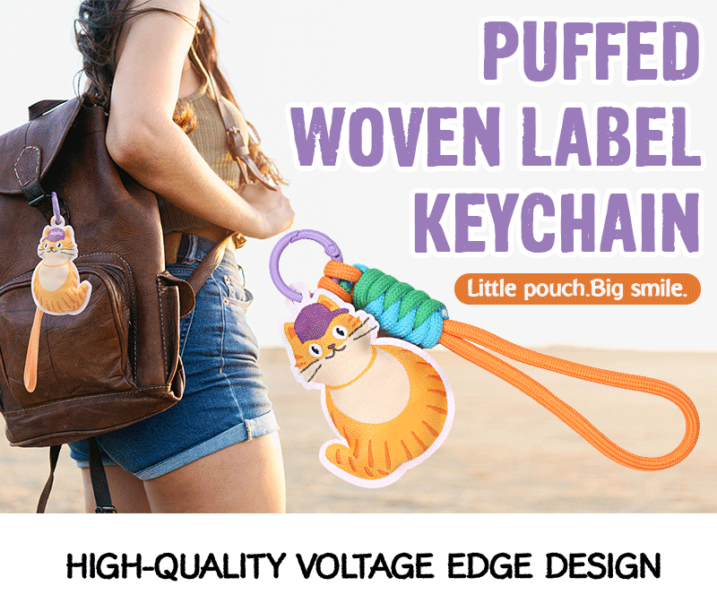 Puffed Woven Label Keychain detail 1
